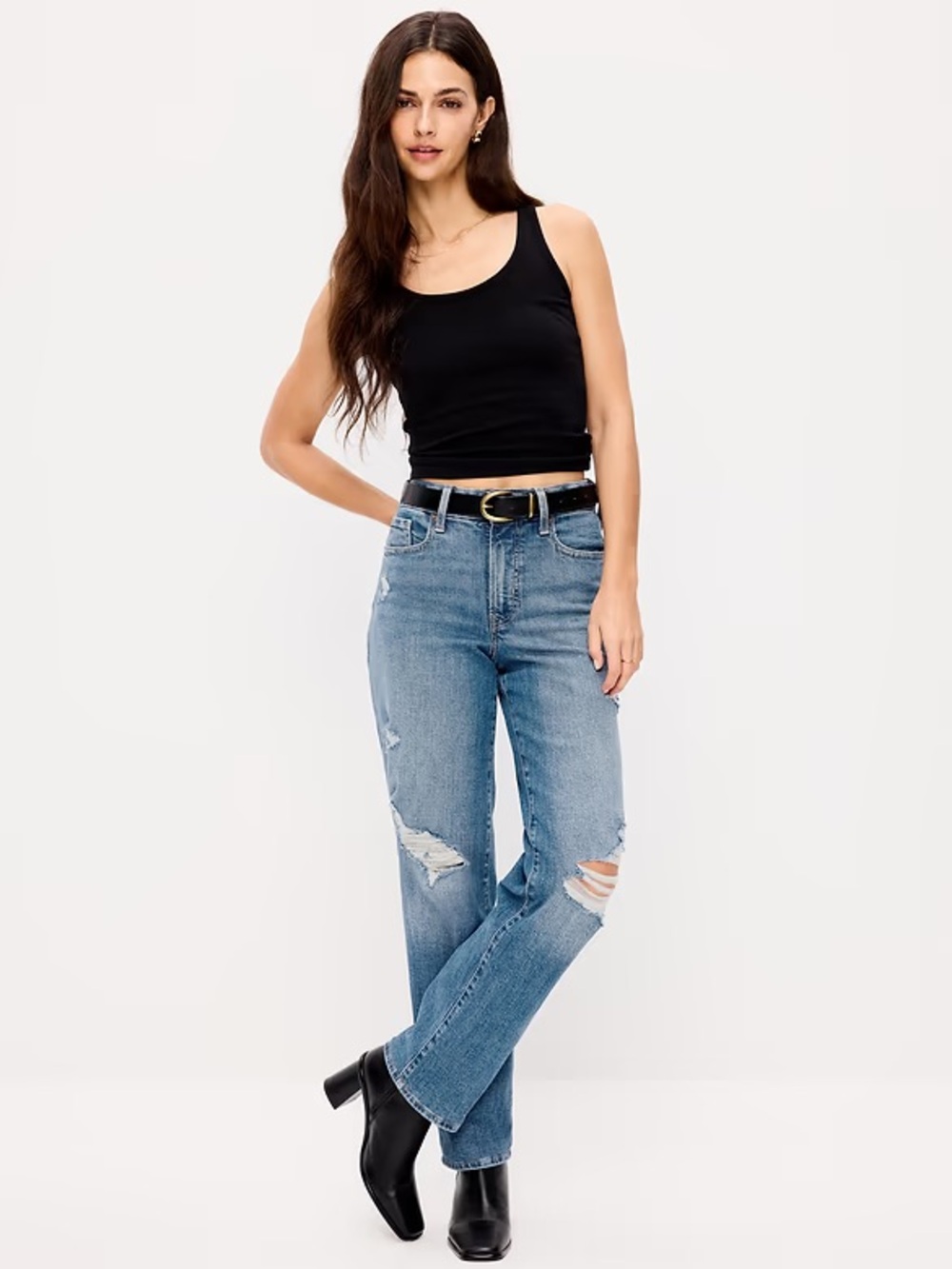Old Navy O.G Straight Classic High-Rise Distressed Blue Women’s Jeans